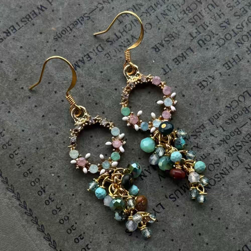 Pastel Aqua Earrings Gold Artisan Made in the USA Per Pair