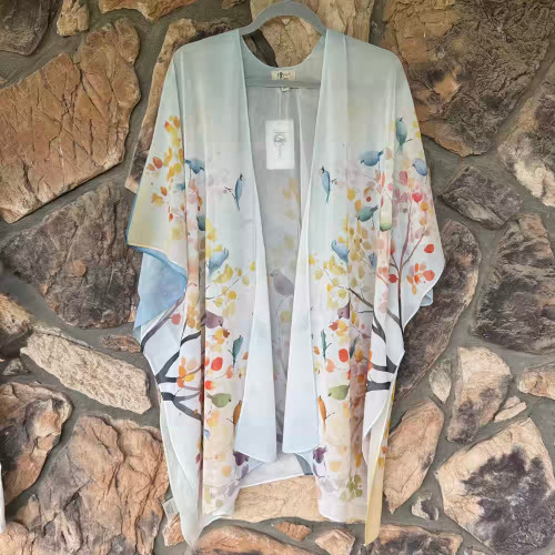Multicolor Birdies Kimono Shawl JC Sunny One Size