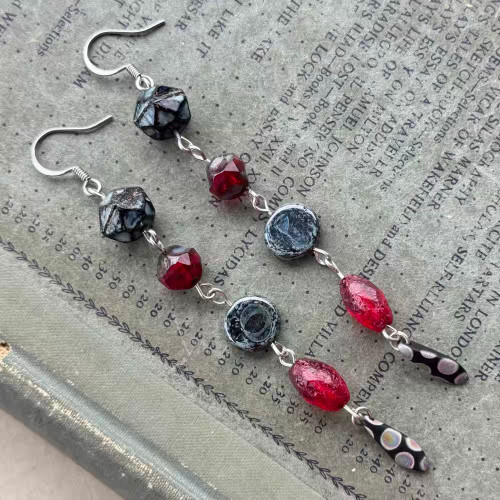 Ares Earrings Czech Glass Silver Artisan Made in the USA Per Pair