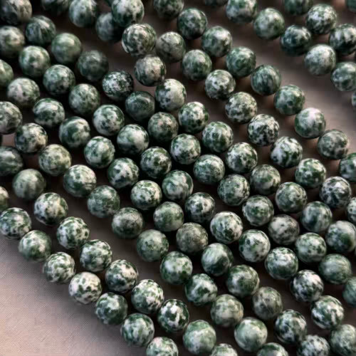 10mm Green Moss Jasper Smooth Round Semi Precious Stone Beads Per Strand