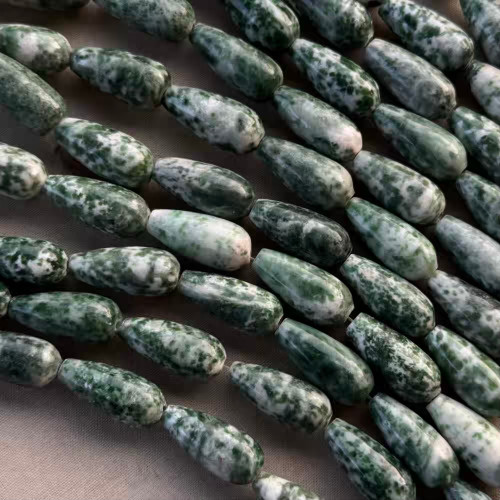20x8mm Green Moss Jasper Smooth Teardrop Semi Precious Stone Beads Per Strand