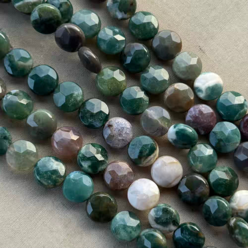 10mm Fancy Jasper Faceted Coin Semi Precious Stone Beads Per Strand