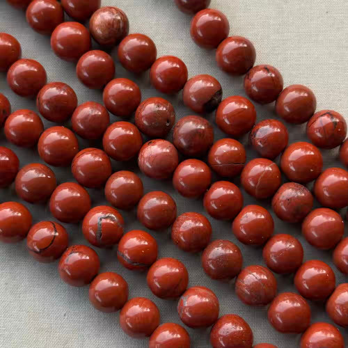 10mm Red Poppy Jasper Smooth Round Semi Precious Stone Beads Per Strand