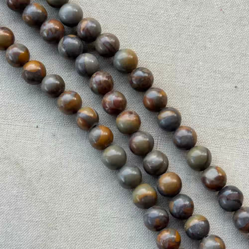 6mm Bamboo Jasper Smooth Round Semi Precious Stone Beads Per Strand