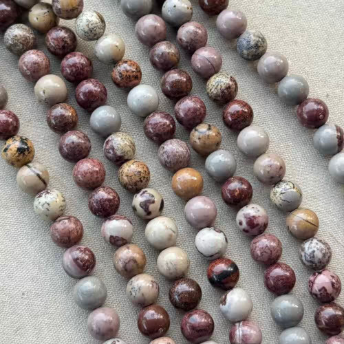 6mm Artistic Jasper Shiny Round Semi Precious Stone Beads Per Strand