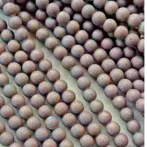 Matte Metallic Cocoa 8mm Round Etched Glass Beads Per Strand