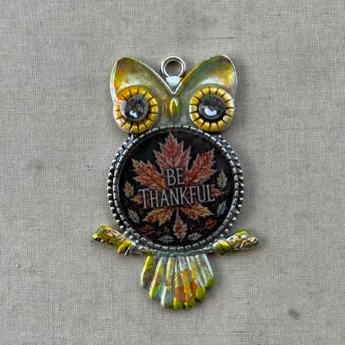 Be Thankful Owl Pendant Thanksgiving Artisan Made Per Pc