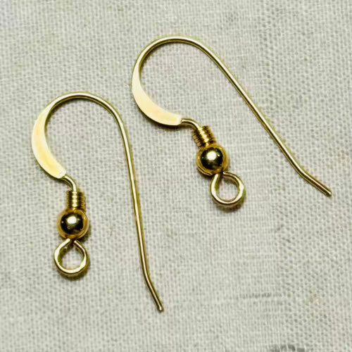 20mm French Hook Coil Ball Flat Earwires 21ga 14kt Gold Filled Per Pair