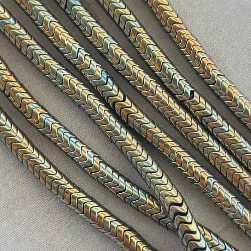 6mm Zigzag Heishi Hematite Pyrite Semi Precious Stone Beads Per Strand