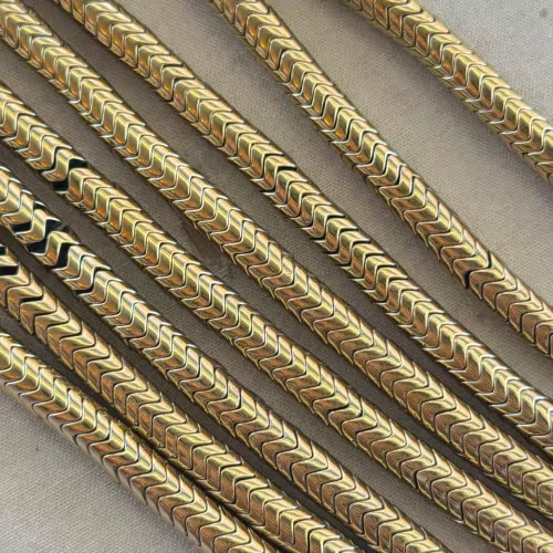 6mm Zigzag Heishi Hematite Gold Semi Precious Stone Beads Per Strand