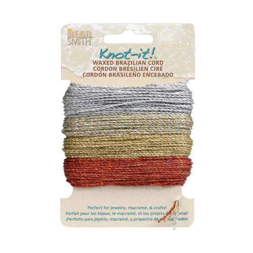 Metallics Mix Knot It Waxed Cord BeadSmith 40 Yards Per Pkg