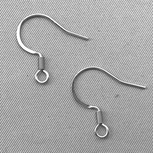 French Hook Flat Coil Earwires 18mm Stainless Steel Q40 Pair Per Pkg