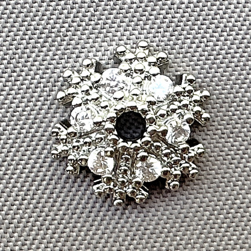 CZ Rhinestone Snowflake Bead Caps 9mm Antique Silver Plated Alloy Q4 Per Pkg