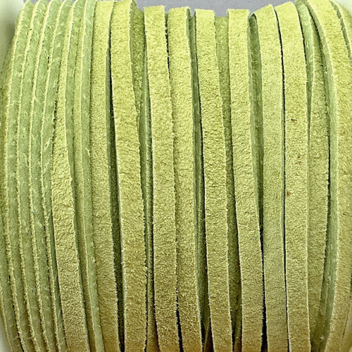 Kiwi 3mm Thick Dyed Flat Suede Lace Leather Jewelry Cord Per Foot