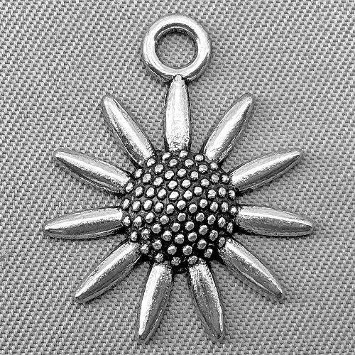 Sunflower Garden Flower Charms 22x18mm Antique Silver Plated Alloy Q6 Per Pkg