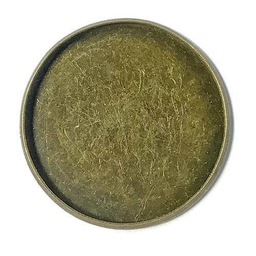 Smooth Round Glue On Cabochon Memory Trays 27mm Antique Brass Plated Copper Q5 Per Pkg