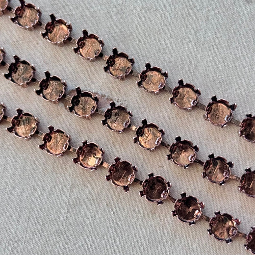 8mm 39SS Cup Chain Bracelet Riviere Antique Copper Plated Brass With Clasp Per Pc