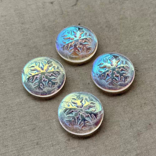 21mm Snowflake Cabochon Czech Glass Clear AB Q4 Per Pkg
