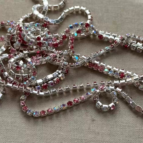 2mm Rose Mix Rhinestone Cup Chain Chain Plated Q1 Foot