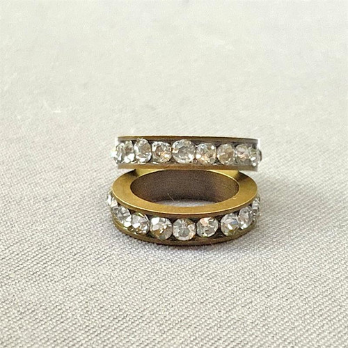 Crystal Rhinestone Ring Link 11x2.5mm Antique Brass Plated Q10 per Pkg