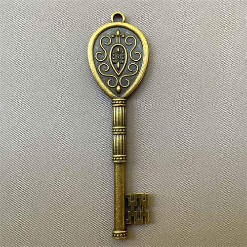 Teardrop Key Cabochon Memory Tray Pendants 82x22mm Antique Brass Plated Alloy Q4 Per Pkg