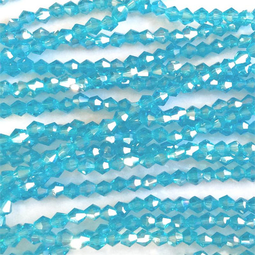 Aqua AB 3mm Faceted Bicone Chinese Crystal Glass Beads Per Strand