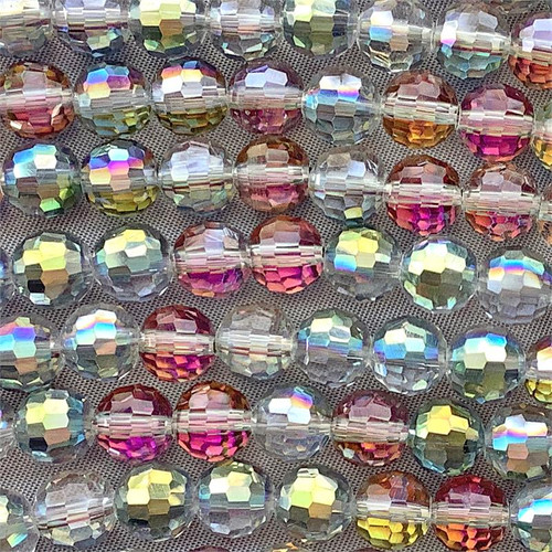 Crystal Volcano 8mm Disco Round Chinese Crystal Faceted Glass Beads Per Strand