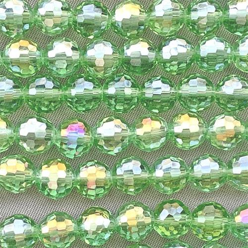 Peridot AB 8mm Disco Round Chinese Crystal Faceted Glass Beads Per Strand