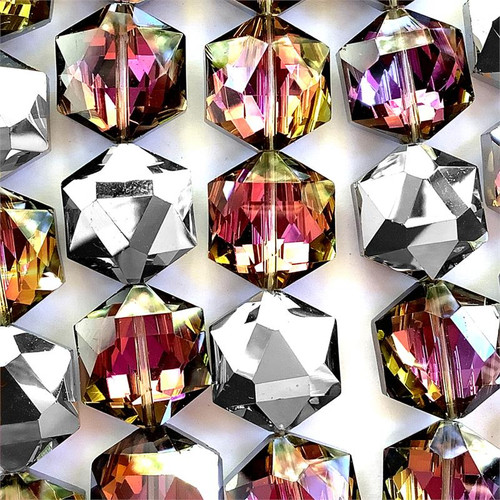 Crystal CAL Twilight 15mm Faceted Hexagon Chinese Crystal Glass Beads per Strand