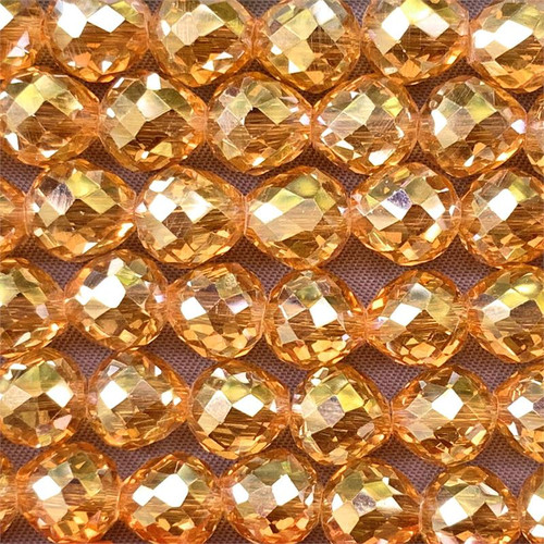 Light Orange Satin 8mm Faceted Onion Chinese Crystal Glass Beads per Strand