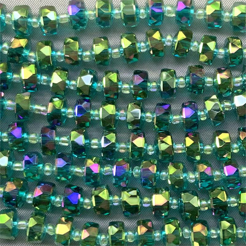 Emerald AB 7x4mm Faceted Chinese Crystal Glass Pinwheel Per Strand