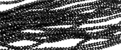 Jet 7x4mm Faceted Chinese Crystal Glass Pinwheel Per Strand