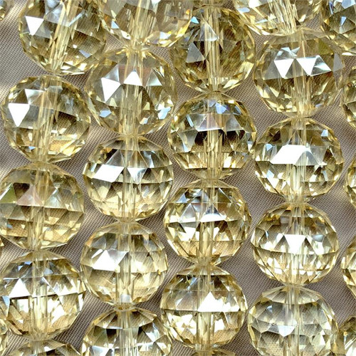 Wheat Satin 16mm Faceted Round Ball Chinese Crystal Glass Beads per Strand