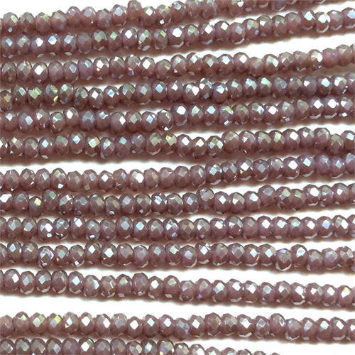 Opaque Plum Satin 1x2mm Rondelle Chinese Crystal Glass Beads Per Strand