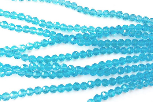 Dark Aqua 6mm Chinese Crystal Faceted Round Glass Beads Per Strand