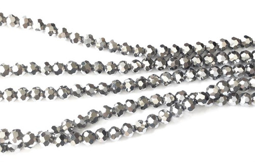 Metallic Graphite 6mm Chinese Crystal Faceted Round Glass Beads Per Strand