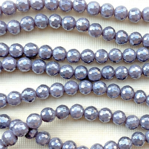 Sable Gray 6mm Faceted Round Disco Ball Chinese Crystal Glass Beads per Strand