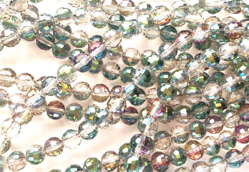 Crystal Volcano Green 8mm Chinese Crystal Faceted Round Glass Beads Per Strand