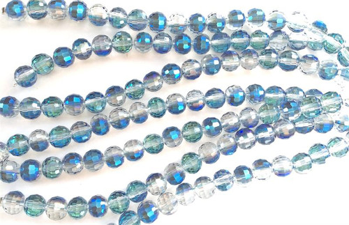 Crystal Verde 8mm Chinese Crystal Faceted Round Glass Beads Per Strand