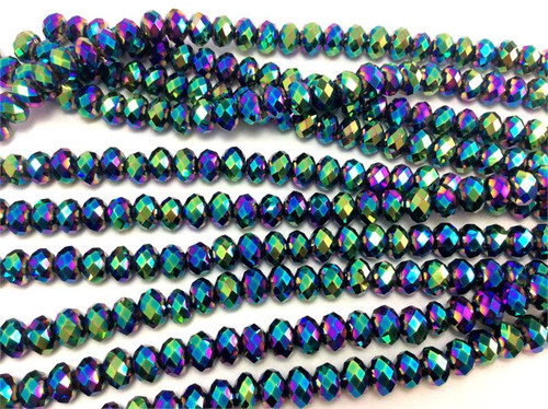 8x5mm Peacock Rondell Chinese Crystal Glass Beads  - per strand