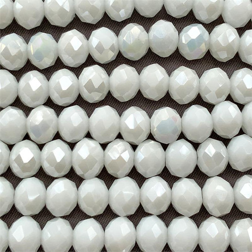 Alabaster Satin 8x6mm Faceted Rondelle Chinese Crystal Glass Beads Per Strand