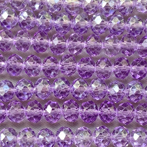 Neon Lilac 8x6mm Faceted Rondelle Chinese Crystal Glass Beads per Strand