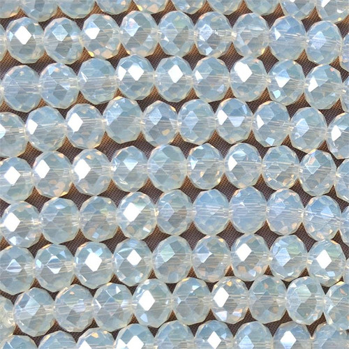 Opalite Satin 8x6mm Faceted Chinese Crystal Glass Rondelle Per Strand