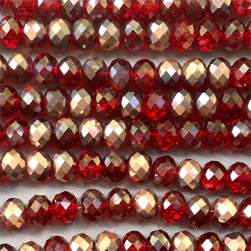 Siam Copper 8x6mm Faceted Rondelle Chinese Crystal Glass Beads per Strand