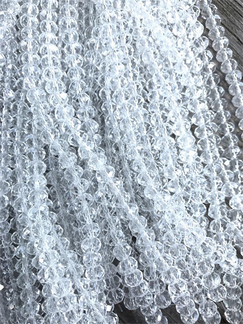 Clear Crystal 8x6mm Faceted Chinese Crystal Glass Rondelle Beads Per Strand