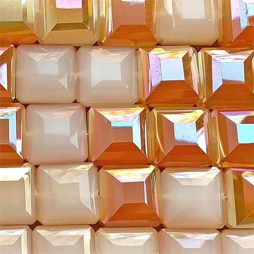 Crystal Copper Alabaster 13mm Faceted Square Chinese Crystal Glass Beads Per Strand