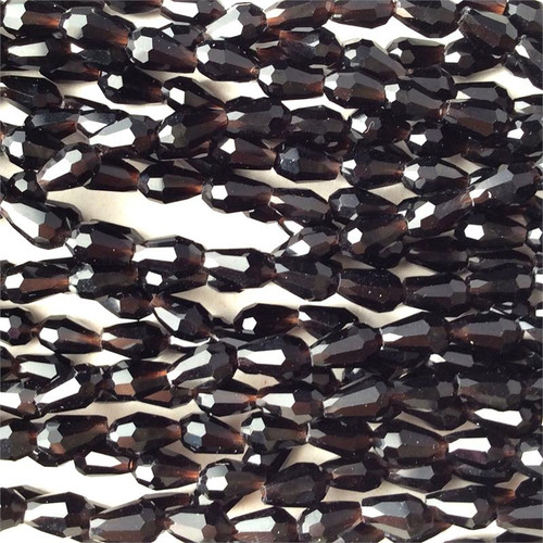 Jet 7x5mm Small Teardrop Chinese Crystal Glass Beads per Strand