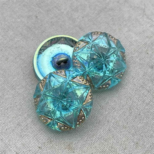 18mm Czech Glass Button Gem Atlantis AB Q1 Per Pc