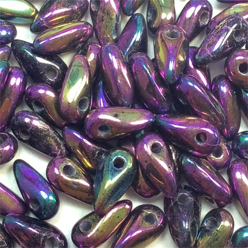 Iris Purple 2.5x6mm Czech Glass Mini Dagger Beads per Tube