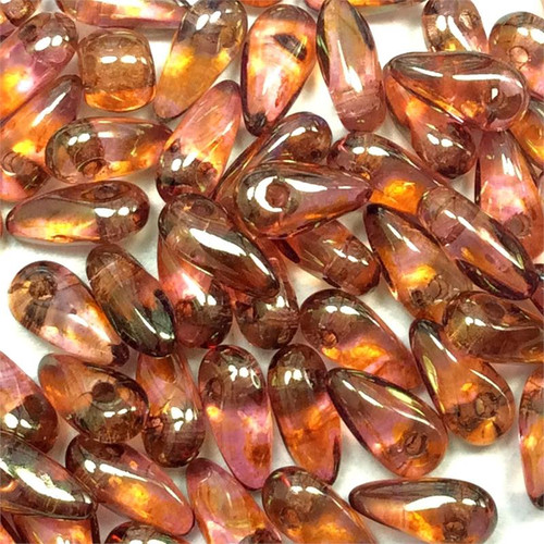 Luster Rose Gold Topaz 2.5x6mm Czech Glass Mini Dagger Beads per Tube